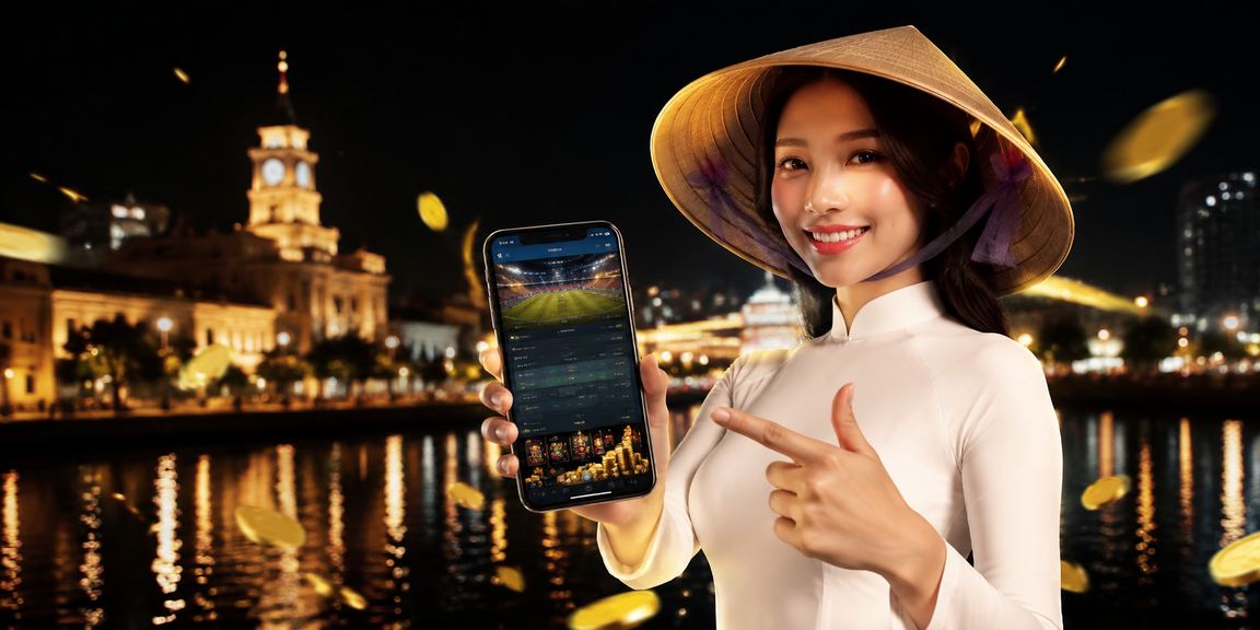 Người dùng truy cập casino di động tại Hồ Chí Minh với nón lá